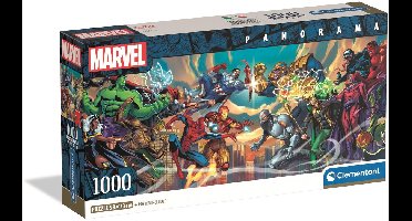 Clementoni - Puzzel - 1000 Stukjes - Marvel Heroes vs Villains - Panorama Formaat - Compact Box