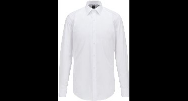 BOSS Hank slim fit overhemd - popeline - wit - Strijkvriendelijk - Boordmaat: 44