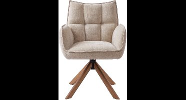 Giga Living Eetkamerstoel Marilla - Linnen/Eikenhout - 59x65x86cm - Set van 2