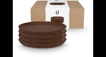 vtwonen - Ontbijtborden - Serviesset - Bruin - Keramiek - 17cm - Set van 4 borden
