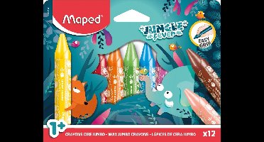 Maped waskrijt Jungle Fever Jumbo, etui van 12 stuks, assorti