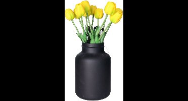 Countryfield Kunstbloemen boeket Tulp Tulipa - 10x - 44 cm - geel - Real Touch - kunst zijdebloemen
