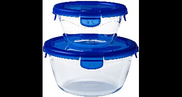 Pyrex - Cook & Go Schaal Rond met Deksel Set van 2 Stuks - Borosilicaatglas - Transparant -