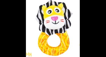 Lamaze - Logan the Lion Rattle/Teether - rammelaar leeuw - bijtring dier - stof zacht - knisperend - dierenrammelaar - kraamcadeau
