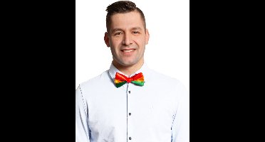 Partychimp Vlinderstrik Limburg voor bij Carnavalskleding Heren Carnavalskleding Dames Carnaval Accessoires Verkleedaccessoires - Polyester - Rood/Geel/Groen