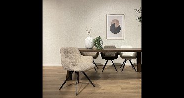 Livingfurn Eetkamerstoel Doreen Bouclé Beige Draaibaar