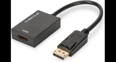 Digitus AK-340415-002-S DisplayPort / HDMI Adapter [1x DisplayPort stekker - 1x HDMI-bus] Zwart 4K UHD, Afgeschermd (du