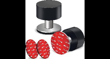 Zelfklevende deurstopper, robuuste roestvrijstalen rubberen stopper voor deuren, extra stickers inbegrepen, bescherming tegen deuken, stop- en geluidsdemping, rubberen bovenkant, 2 stuks