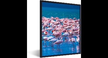 PosterMonkey - Poster - Fotolijst - Dieren - Flamingo - Zwart - Wit - Grijs - Kader - 30x40 cm - Slaapkamer - Poster lijst - Frame poster - Poster flamingo - Poster met frame