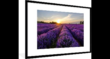 PosterMonkey - Poster - Fotolijst - Lavendel - Zon - Landschap - Bloemen - Kader - 120x80 cm - Posterlijst - Poster met frame - Poster lavendel - Foto in lijst - Poster natuur