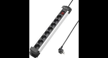 Sygonix SY-4538258 Stekkerdoos 8-voudig Zwart, Zilver Randaarde stekker 1 stuk(s)