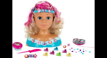 Klein Toys Princess Coralie - kaphoofd Mariella met make-up- en stylinghoofd" - 27 cm groot - wasbaar - met haarborstel, kam, haarclips - dermatologisch geteste make-up