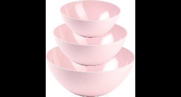 Plasticforte voedsel serveer schalen set - 3x stuks - roze - kunststof - Dia 20/23/26 cm