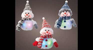 Sneeuwpoppen set van 3 met veranderde kleuren LED verlichting - 15 cm