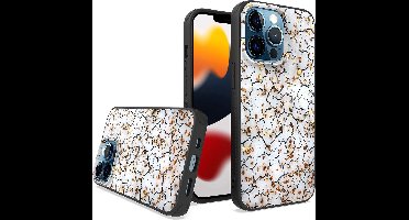 LuxeBass Siliconen hoesje met print geschikt voor Apple iPhone 13 Pro Max - Marmer Broken White - telefoonhoes - gsm hoes - telefoonhoesje