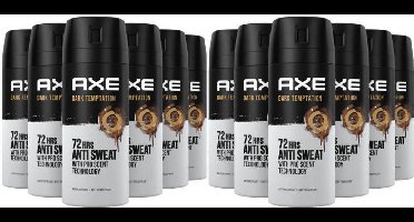 Axe - Deodorant Spray - 72hrs Anti Sweat - Dark Temptation - 150 ml - Voordeelverpakking - 12 stuks