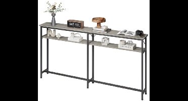Sidetable – Consoletafel – Wandtafel – Haltafel – Bijzettafel – Industrieel Design – Extra Lang 180 cm – Met Metaal Frame & MDF Planken