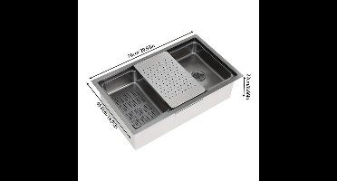 Keukenwerkblad Spoelbak – RVS Spoelbak – Enkele Spoelbak – Onderbouw Spoelbak – Werkstation Spoelbak – Silvery Kleur – Duurzaam Roestvrij Staal – Modern Rechthoekig Design