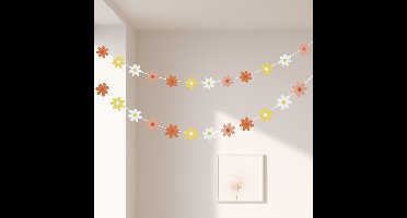 Daisy Boho-Slinger, 2 Stuks, Daisy-Versiering Voor Verjaardagsfeestjes, Roze Papieren Verjaardagsslinger Met Bloemen, Bloemenslinger Voor De Kinderkamer (Meisjes)