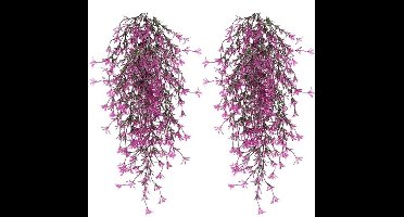 2 Stuks 78 Cm Kunstplanten Hangend Kunstplanten Hangend Als Echte Onderhoudsvrije Kunstplanten Hangplant Kunst Klimop Voor Bruiloft Kantoor Tuinfeest Muurdecoratie Huis（Rozerood）