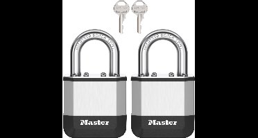 Masterlock Elite - Hangslot - Set van 2 - 45mm - Korte Beugel - Weerbestendig - Inbraakwerend - Buitenslot - Inclusief 2 Sleutels