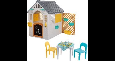 Dolu Garden Wit/Grijs Speelhuisje incl. Tafel en 2 Stoeltjes