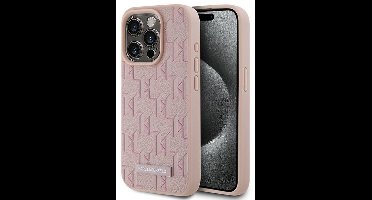 Karl Lagerfeld - iPhone 15 Pro Etui - MagSafe - Roze - Leren Bescherming