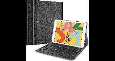 Just in Case tablet Hoes met Toetsenbord geschikt voor iPad 9e generatie (2021) 10.2 inch / 8e generatie (2020) 10.2 inch / 7e generatie (2019) 10.2 inch - QWERTY Spanish Bluetooth Keyboard Case - Zwart