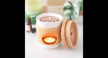 Something Different Wholesale Oliebrander – Koffiekopje Design – Keramiek – Geurbrander voor Olie & Waxmelts – 13 cm – Theelicht Brander – Cadeau