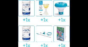Zwembad Onderhoudspakket - Onderhoud Zwembad - bevat Chloor - Testrips - Chloordrijver - Chloor - Schoonmaakset en Zwembadgids (6-delig)