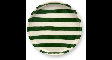 VT Wonen - Gebaksbord Stripes Donkergroen - Magnetronbestendig - Vaatwasserbestendig