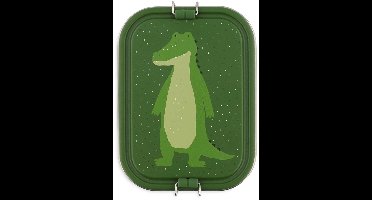 Trixie | Brooddoos Groot - Mr. Alligator - RSV Lunchbox voor kinderen - Makkelijk te openen Broodtrommel - 2 vakken - Groen