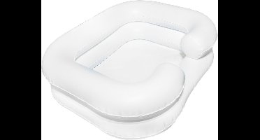 Opblaasbaar haarwasbekken voor gebruik in bed - vinyl - wit - compact 64 x 52 cm