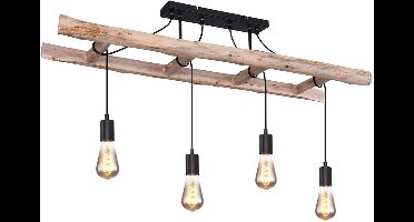 Retro hanglamp hout vintage hanglamp hout in ladder design plafondlamp hout, 4x E27, 115x30x80cm, woonkamer eetkamer