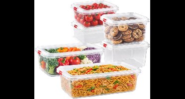 Plasticforte Vershoudbakjes set Frost - 6x stuks - vriezer bakjes - kunststof - diverse maten - 1000-1600-2600-3700 ml - nestbaar