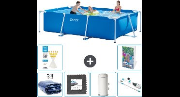 Intex Rechthoekig Frame Zwembad - 300 x 200 x 75 cm - Blauw - Inclusief Solarzeil - Vloertegels - Zwembadfilterpomp - Stofzuiger - 7-delig
