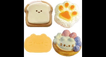 4 stuks Squishy set, schattig stressverminderend speelgoed voor stressvermindering, knijpspeelgoed, anti-stress speelgoed, Kawaii zacht siliconen speelgoed voor cadeautjes