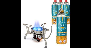 Eurocatch Opvouwbare Gasbrander Turbo 6800W - Met Connector - Incl. 4 gasflessen - Draagkoffer