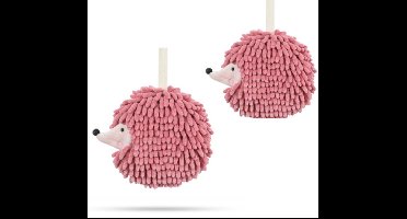 2 stuks, rode handdoeken met cartoon egelmotief