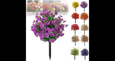 1 stuk kunstbloemen van 51 cm - UV-bestendig, kleurecht, kunstplanten voor buiten - met grondpen - nepstruiken voor tuin, terras, veranda, erf en binnendecoratie