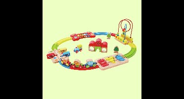 Hape Regenboog Puzzel Treinset – Houten Treinbaan met Xylofoon en Tamboerijn, 30 delig, 18M+