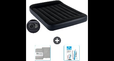 Intex Luchtbed - Twijfelaar - 137 x 191 x 25 cm - Blauw - Inclusief pomp - Hoeslaken en Reparatieset