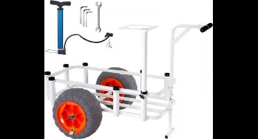 Viskar - Bolderkar voor vissers - Opvouwbaar - Strandkar - Strandtrolley - Ballonbanden - Voor Zand en Strand