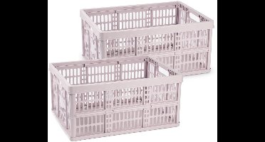 Plasticforte Opvouwbare krat - 2x - roze - 48 x 35 x 24 cm - boodschappen - 32 liter - kunststof