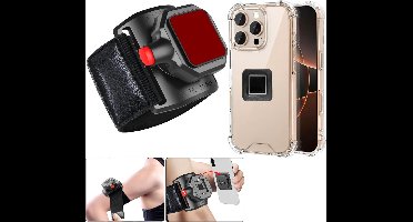 Sportarmband Met Magneet met Backcover Hoesje Geschikt voor: iPhone 16 Pro - Polsband - Sportband - Hardloop Armband - Bevestiging Pols of Arm - Hardlopen - Hardloopband
