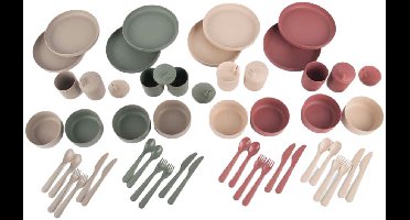 Dantoy serviesset speelgoed BIOplastic 56-delig duurzaam kleurrijk.