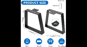Boraboi® Stijlvolle Zwarte Trapeziumvormige Meubelpoten voor Diverse Meubelstukken, 20,3 cm, Set van 2