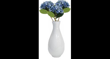 Chaks Kunstbloem Hortensia tak - 3x - blauw - 35 cm - losse steel - Kunst zijdebloemen