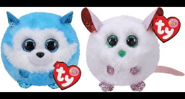 Ty - Knuffel - Teeny Puffies - Prince Husky & Christmas Mouse