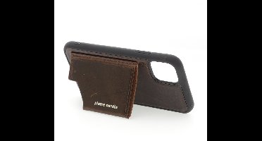 DonkerBruin hoesje van Pierre Cardin - Backcover - voor iPhone 11 Pro Max - Genuine leather - Echt Leer